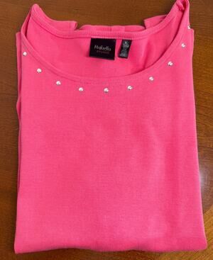 Rafaella Studio XL Sweater - Coral/Pink - Silver grommets, Cut out shoulders